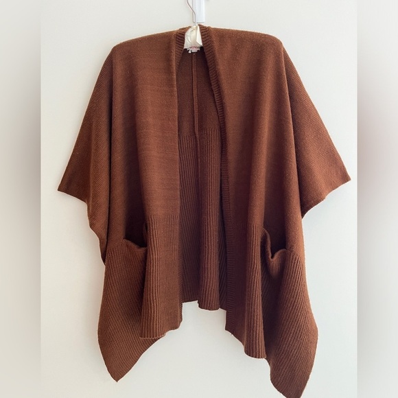 ECHO Open Front Knit Poncho Wrap Autumn Sweater Weather Commute Travel Cozy - Picture 3 of 13